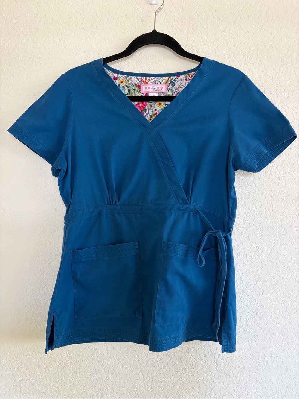 Women's Wrap Tunic Top in Teal with Side Tie